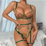 Women's Lingerie Set Embroidered Sheer 3 Piece - Date Night