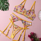 Women's Lingerie Set Embroidered Sheer 3 Piece - Date Night