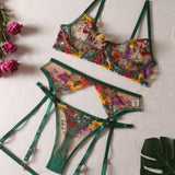 Women's Lingerie Set Embroidered Sheer 3 Piece - Date Night