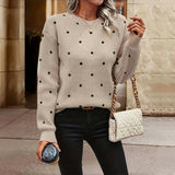 Women's Knit Sweater Polka Dot Long Sleeve - Casual Wear