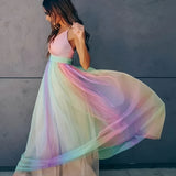 Women's Maxi Dress Rainbow Pleated - Formal Event