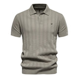 Men's Short Sleeve Shirt Textured Knit Button - Casual Wear