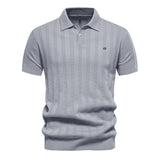 Men's Short Sleeve Shirt Textured Knit Button - Casual Wear