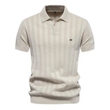 Men's Short Sleeve Shirt Textured Knit Button - Casual Wear