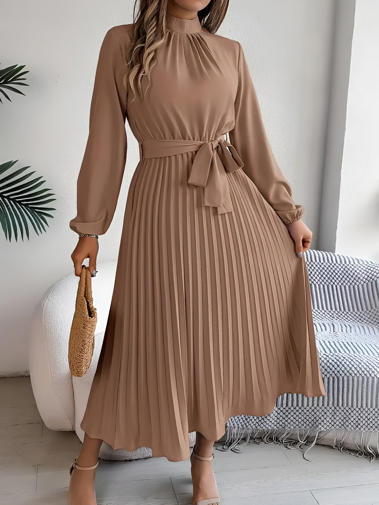 Women's Midi Dress Pleated Skirt - Semi Formal Occasion