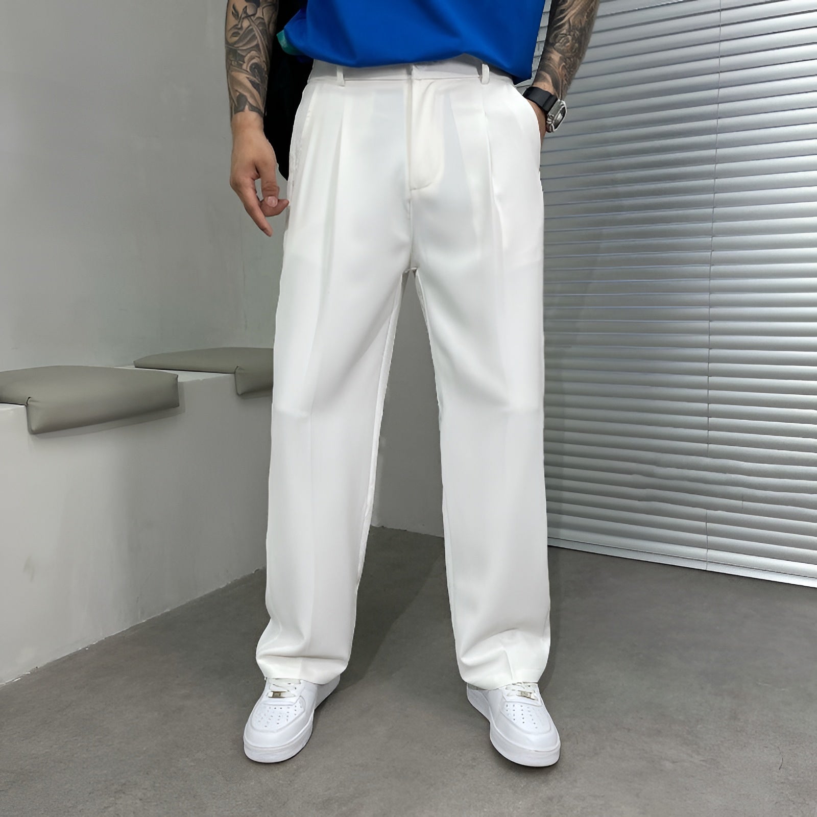 Men's Dress Pants Pleated Wide Leg - Office Wear