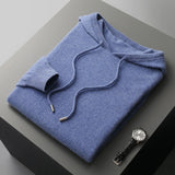 Men's Knit Hoodie Drawstring Ribbed Trim - Casual Loungewear