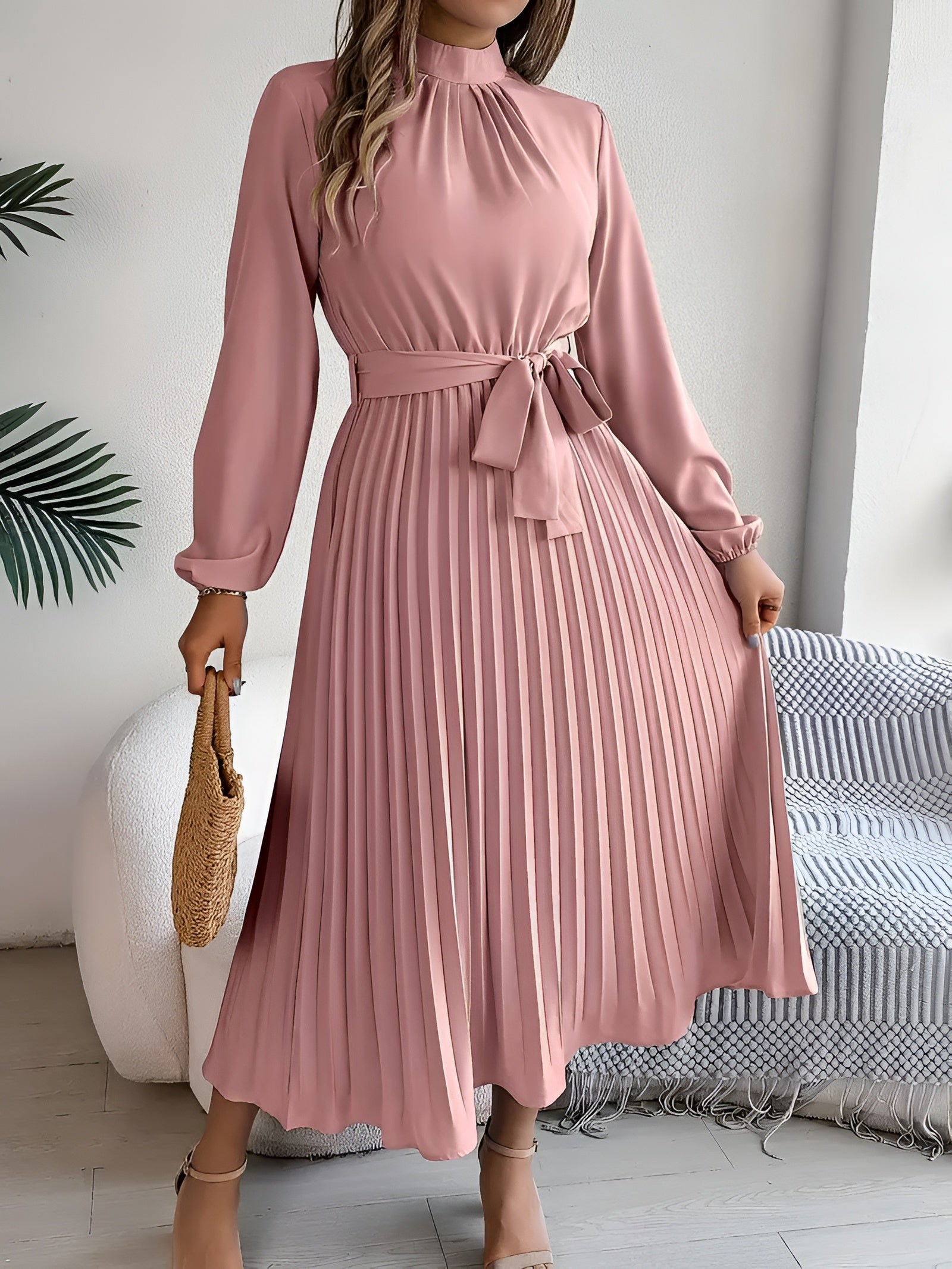 Women's Midi Dress Pleated Skirt - Semi Formal Occasion
