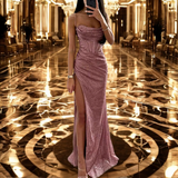 Women's Evening Gown Sequin Corset High Slit - Formal Event