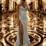 Women's Evening Gown Sequin Corset High Slit - Formal Event