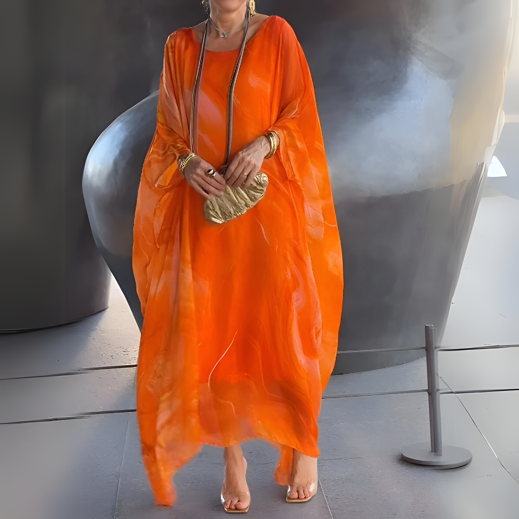 Women's Caftan Dress Marble Print Fit - Art Gallery