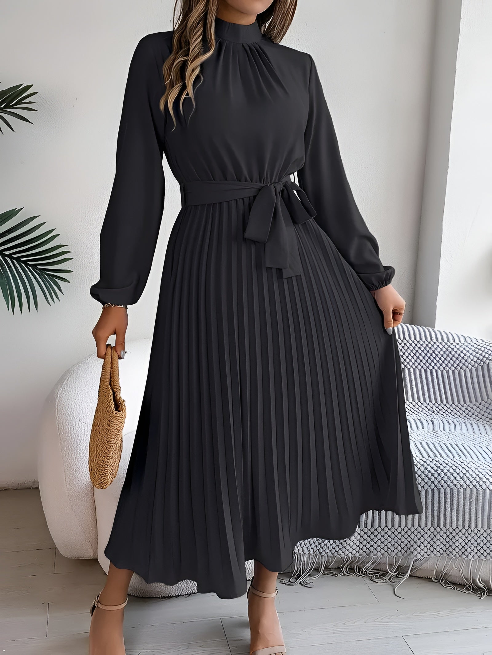 Women's Midi Dress Pleated Skirt - Semi Formal Occasion
