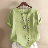 Women's Blouse Short Sleeve Button Detail - Casual Daily Wear