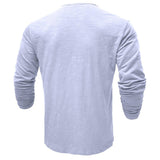 Men's Henley Long Sleeve Shirt Slim Fit Cotton - Casual Everyday Wear