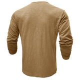 Men's Henley Long Sleeve Shirt Slim Fit Cotton - Casual Everyday Wear