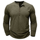 Men's Henley Long Sleeve Shirt Slim Fit Cotton - Casual Everyday Wear