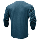 Men's Henley Long Sleeve Shirt Slim Fit Cotton - Casual Everyday Wear