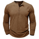 Men's Henley Long Sleeve Shirt Slim Fit Cotton - Casual Everyday Wear