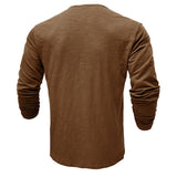 Men's Henley Long Sleeve Shirt Slim Fit Cotton - Casual Everyday Wear