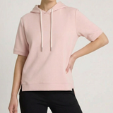 Women's Short Sleeve Hoodie Drawstring - Casual Loungewear
