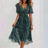 Women's Floral Wrap Dress Flutter Sleeve - Date Night