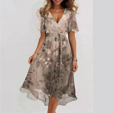 Women's Floral Wrap Dress Flutter Sleeve - Date Night
