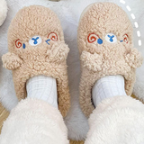 Women's Plush Bear Design Slip-On Slippers - Indoor Wear