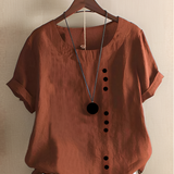 Women's Blouse Short Sleeve Button Detail - Casual Daily Wear
