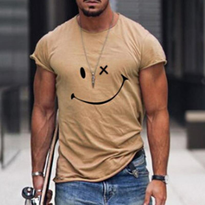 Men's Graphic T-Shirt Smiley Face Short Sleeve - Streetwear