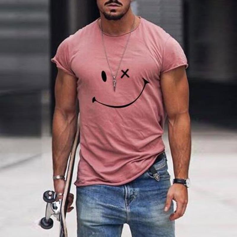 Men's Graphic T-Shirt Smiley Face Short Sleeve - Streetwear