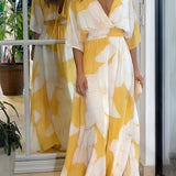 Women's Maxi Dress Floral Print V Neck - Summer Garden Party