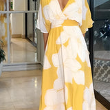 Women's Maxi Dress Floral Print V Neck - Summer Garden Party