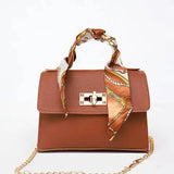 Women's Scarf Handle Clasp Handbag - Casual And Evening Wear