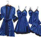 Women's Sleepwear Set Five-Piece Floral Trim - Loungewear