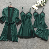 Women's Sleepwear Set Five-Piece Floral Trim - Loungewear