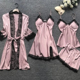 Women's Sleepwear Set Five-Piece Floral Trim - Loungewear