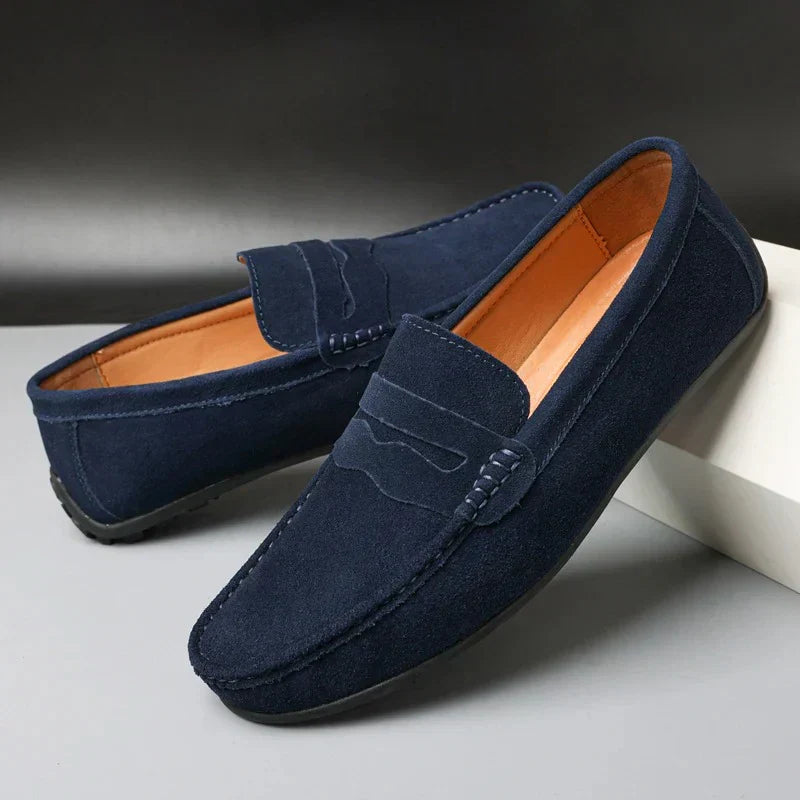 Men's Suede Penny Loafers Slip-On - Casual Business Wear
