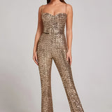 Women's Jumpsuit Sequin Flare Leg - Party Wear