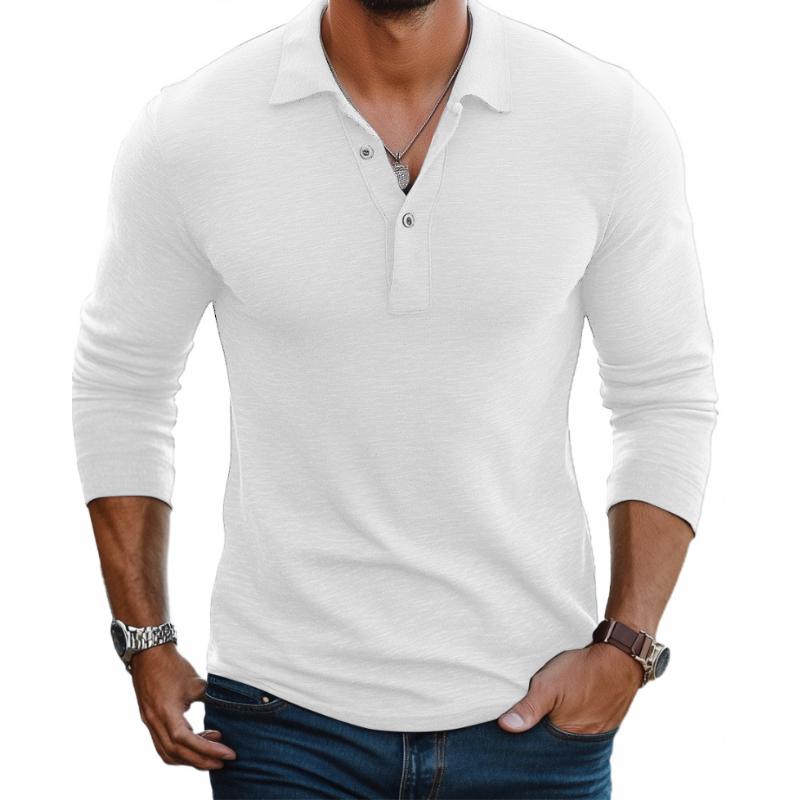 Men's Polo Shirt Long Sleeve Slim Fit - Casual Everyday Wear