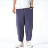 Men's Tapered Trousers Elastic Waist Cropped Fit - Casual Streetwear
