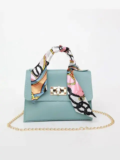 Women's Scarf Handle Clasp Handbag - Casual And Evening Wear
