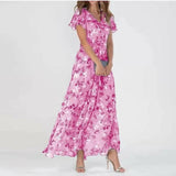 Women's Maxi Dress Floral Print Flutter Sleeve - Garden Party