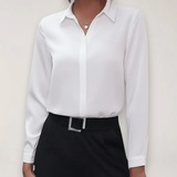 Women's Button-Up Blouse Long Sleeve Silk-Feel - Professional Office Wear
